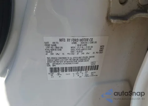 2013 Ford Edge Sel from USA, damaged, VIN 2FMDK3JC5DBE11190